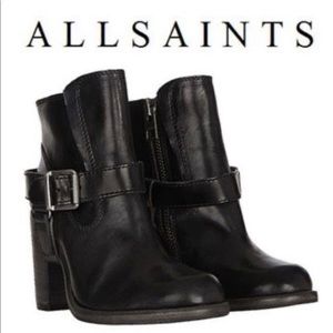 AllSaints Jules Heeled Biker Leather Ankle Boots